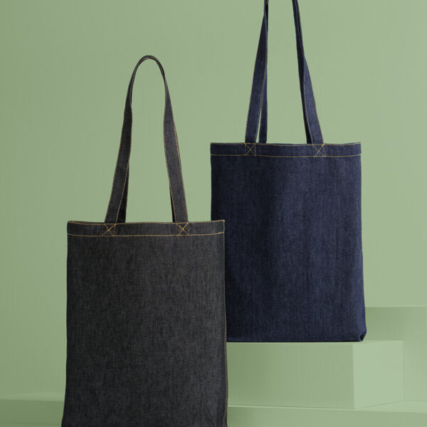 Denim ‘flat base’ shopper Thumbnail